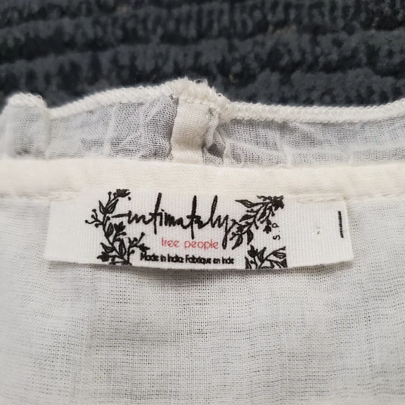 Free People Size S Cream Florence Bed Jacket Sheer Tie Front Ruffle Lace Top - Picture 5 of 7